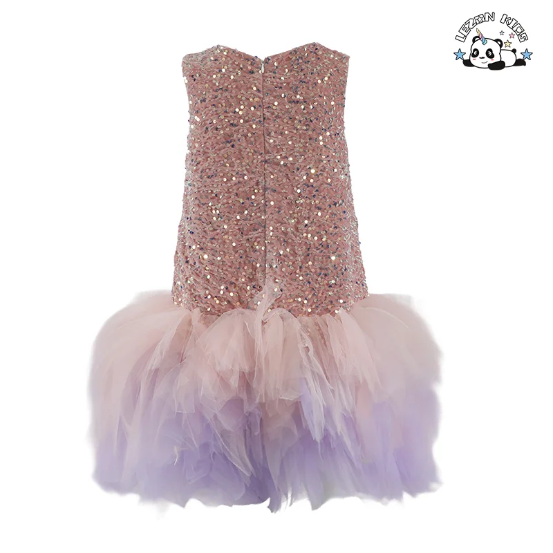 LEZONKIDS - Professional Factory Colorful Multi Layered Cake Sequin Dress Flower Princess Girl Dress for Children's